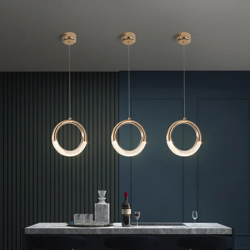 Lámpara colgante moderna Led nórdico iluminación lámpara colgante de cocina restaurante Bar vida dormitorio de interior decoración anillo luces