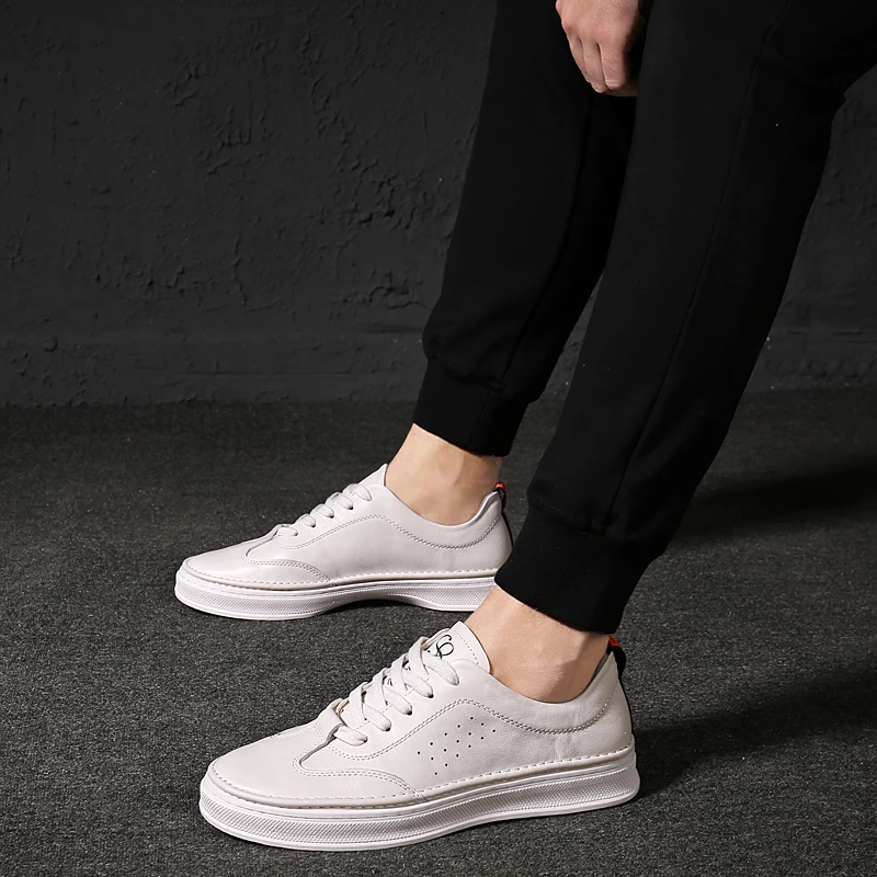 Men's Casual Shoes 2020 New Spring Breathable Genuine Leather Footwear Male Fashion office Men Cowboy Street | Обувь