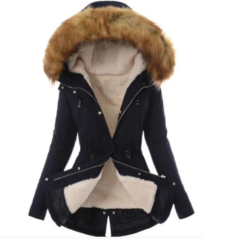 2019 зимняя женская парка из искусственного меха пальто модные куртки с капюшоном