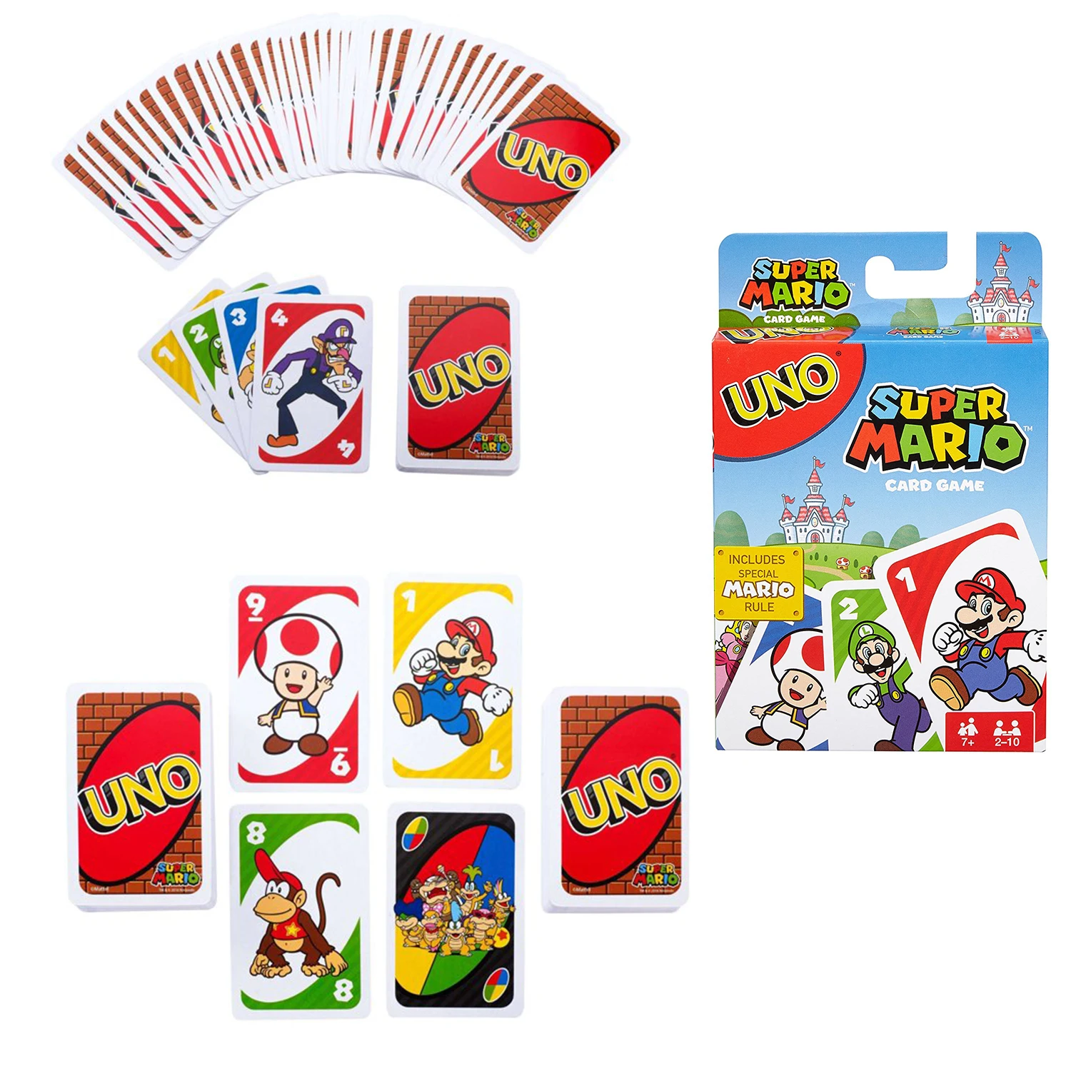 UNO Super Mario You Super Mario Bros and a Game of UNO Mattel Games Family FunnyBoard Game Poker Kids Toys Playing Cards
