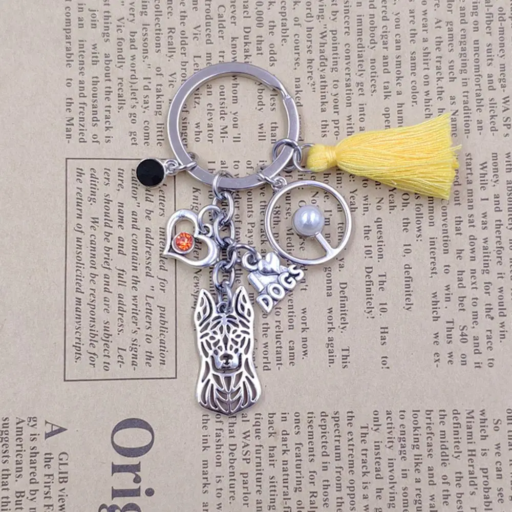 Уникальный брелок с ключами Dutch Sheherd Dog Animal Cheap Moon Style Super Unique Keychain Key Ring Pet Tassels Antique Bohemian Women Men Jewelry K196