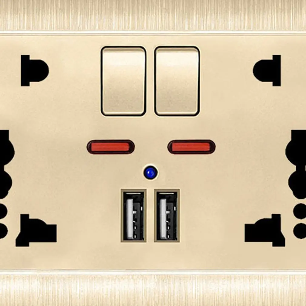 

146 Model Wall Power Socket Universal 5 Hole Dual USB Charger Port LED Indicator UK Standard USB Switched Outlet