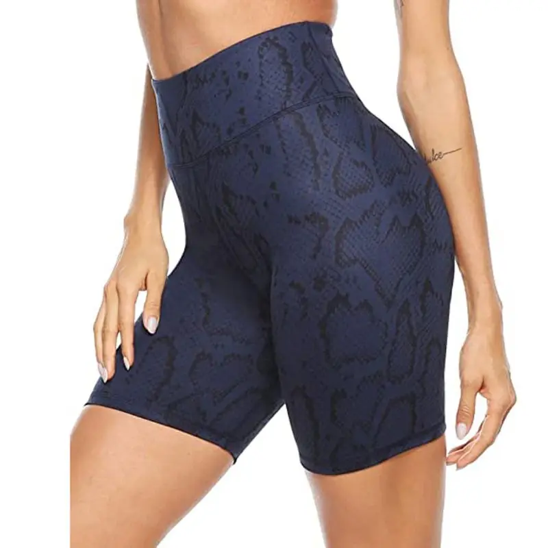 Женские шорты с высокой талией для тренировок йоги байкеров леопардовой
