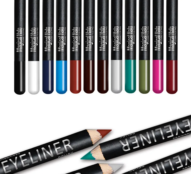 Подводка для глаз 12 цветов водонепроницаемая подводка Косметическая Черная