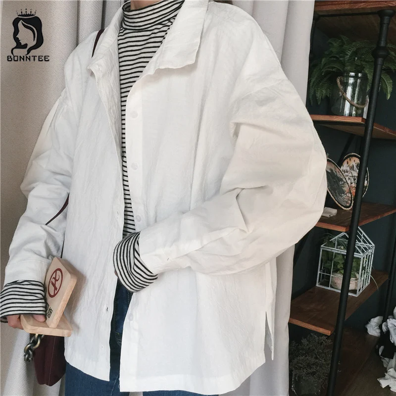 

Oversize Cotton Trendy Women Long Sleeve Shirts Womens Solid Single Breasted Elegant Females Shirt Female Korean Fashion Ladies