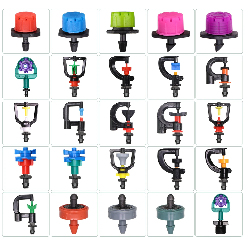 Роторный распылитель RBCFHl, 24 типа вращающихся распылителей для капельного орошения, мини-распылитель с зазубринами 1/4 дюйма Роторный распылитель RBCFHl, 24 типа вращающихся распылителей для капельного орошения, мини-распылитель с зазубринами 1/4 дюйма