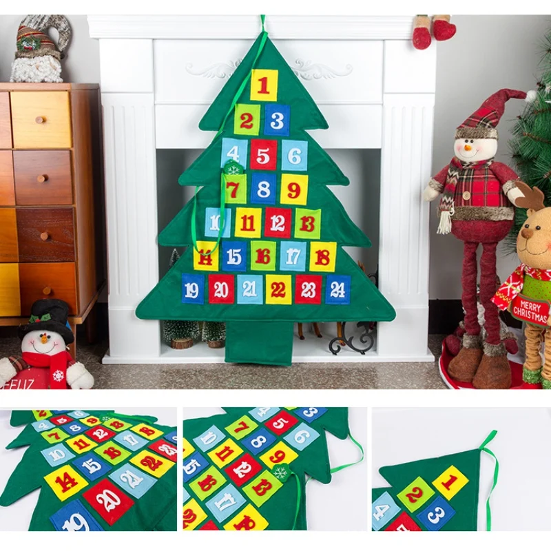 1pc Christmas Advent Calendar Decorations Christmas Tree Calendar Creative Decorative Artificial Craft Hanging Ornament