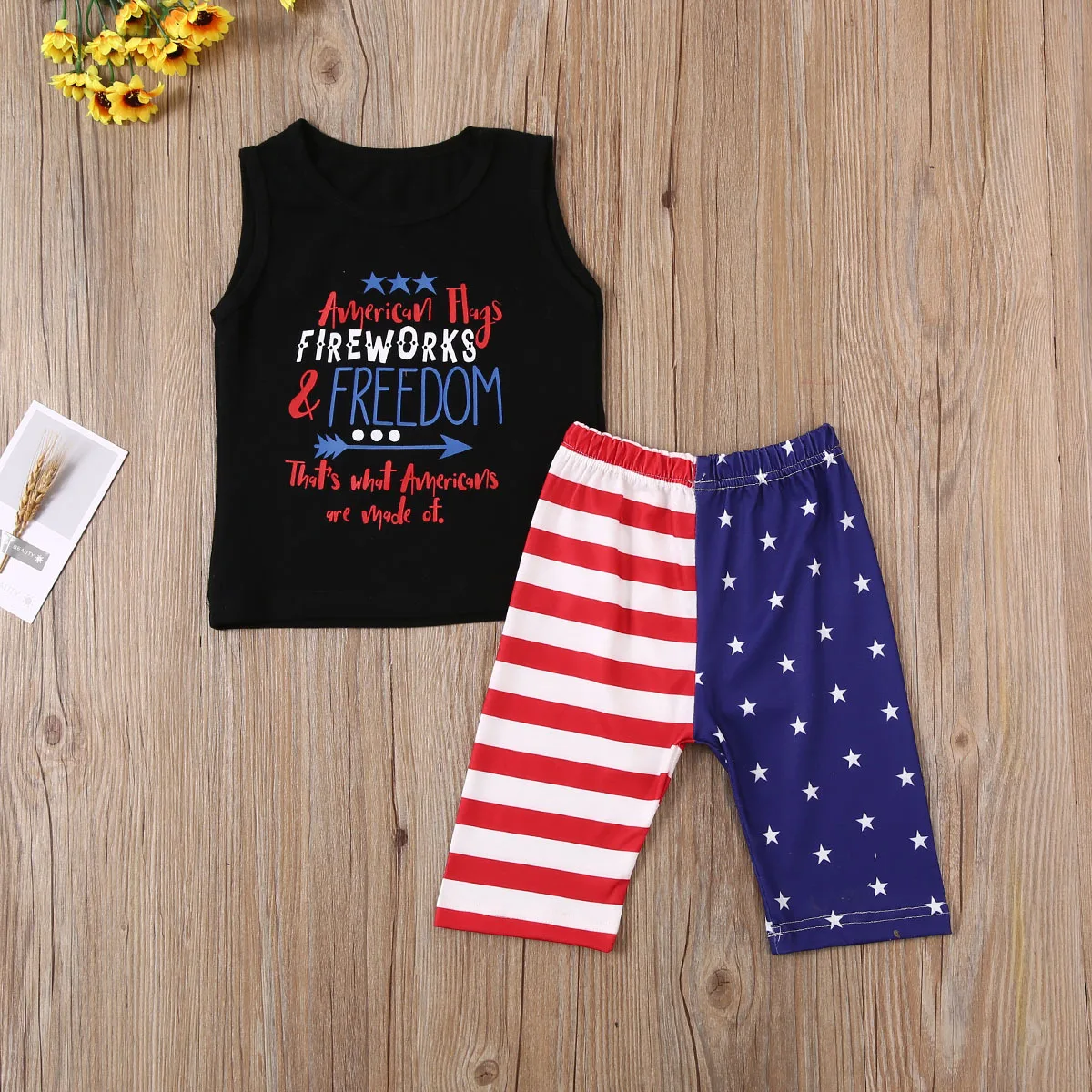 

4th of July одежда для малышей Модная одежда для новорожденных мальчиков хлопчатобумажный жилет для девочек + штаны, 2 предмета в комплекте, комп...
