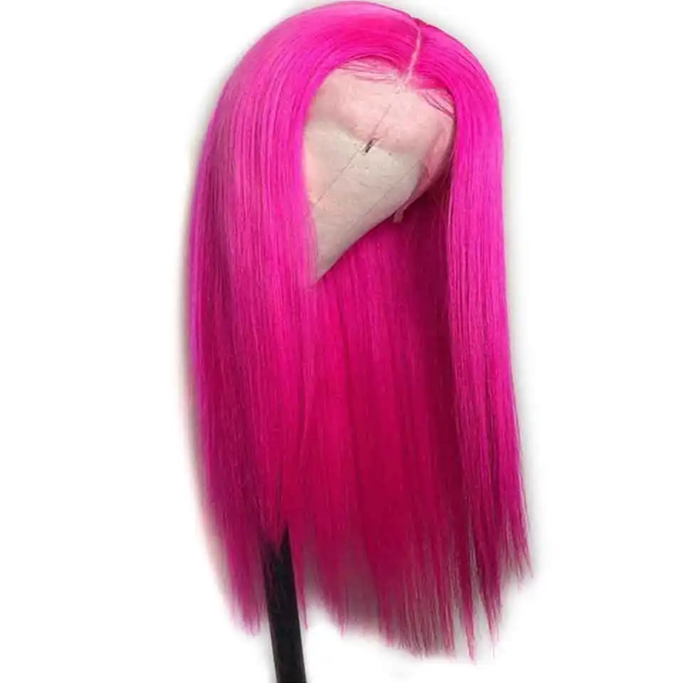 Pink Color 13X4 613 блондинка красный бордовый 99J розовый цвет прямые 150% Синтетические волосы на кружеве человеческих волос парики предварительно бразильский Реми FreeGift - Цвет: Pink Color