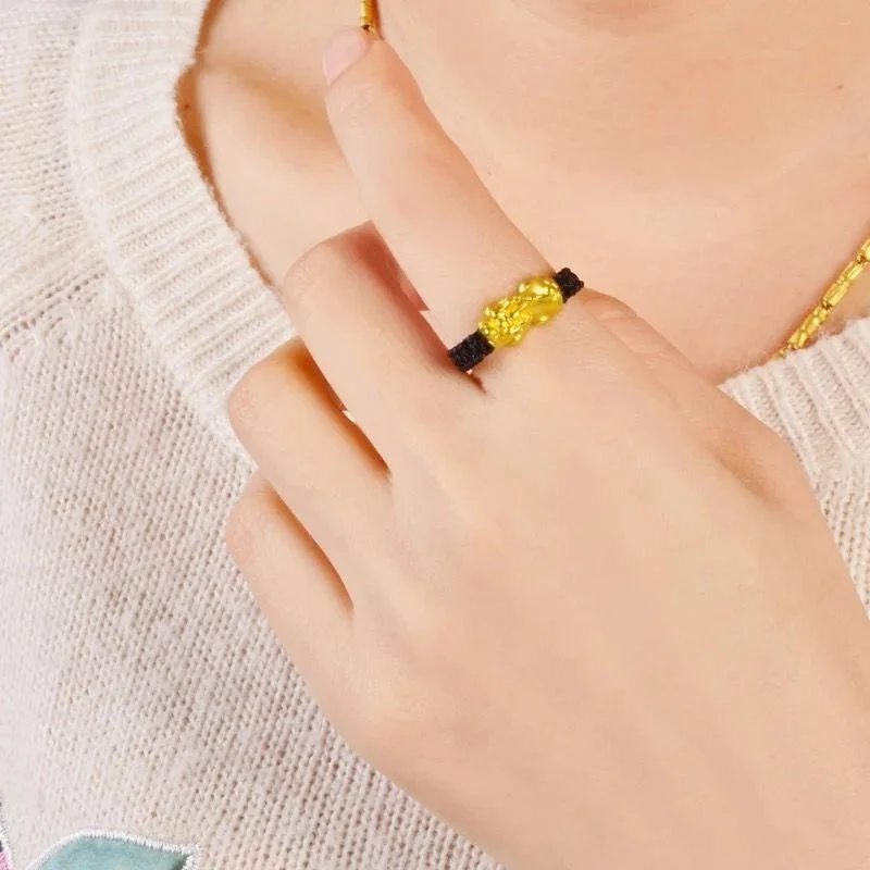 

2021 Fashion Popular Gold Brave Troops Red Rope Ring for Girl Women Bring Good Luck Animals Rings Couples Gift Jewelry