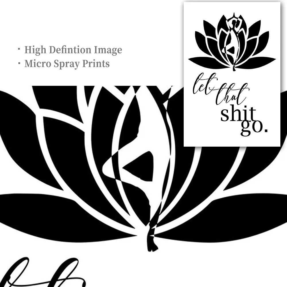 Черно-белая картина с цитатами Let That shitgo Постер лотоса Будды настенные