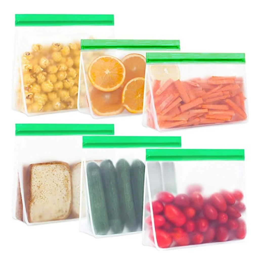 

5pcs/15pcs Reusable Refrigerator Food Storage Bag Portable Ziplock Leakproof Food Bags Kitchen Fridge Organizer FDA BPA Free