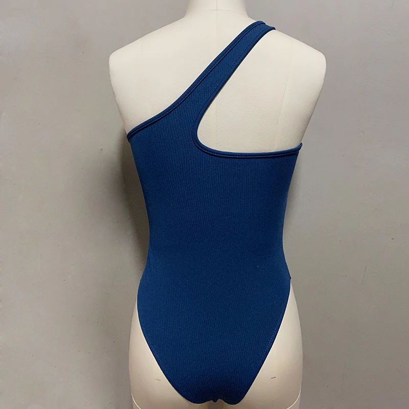 

ZTVitality Sexy One Piece Swimsuit 2021 New Arrival Padded Bra Solid One Shoulder Hollow Out Swimwear Women Bodysuit Monokini