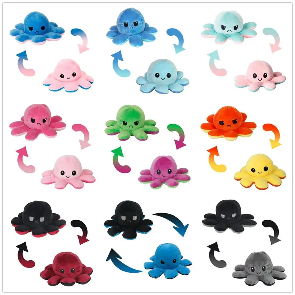 Новинка домашняя мягкая эмоциональная двухсторонняя плюшевая игрушка осьминог