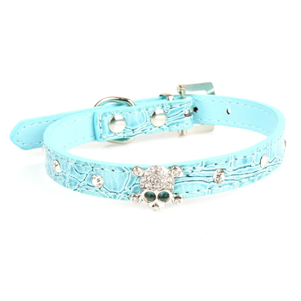 Ошейники для маленьких собак выдвижной Стразы с черепом аксессуары домашних