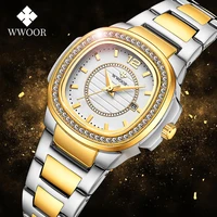 wwoor original design watch womens fashion square gold clock top brand luxury diamond ladies dress wristwatches relogio feminino