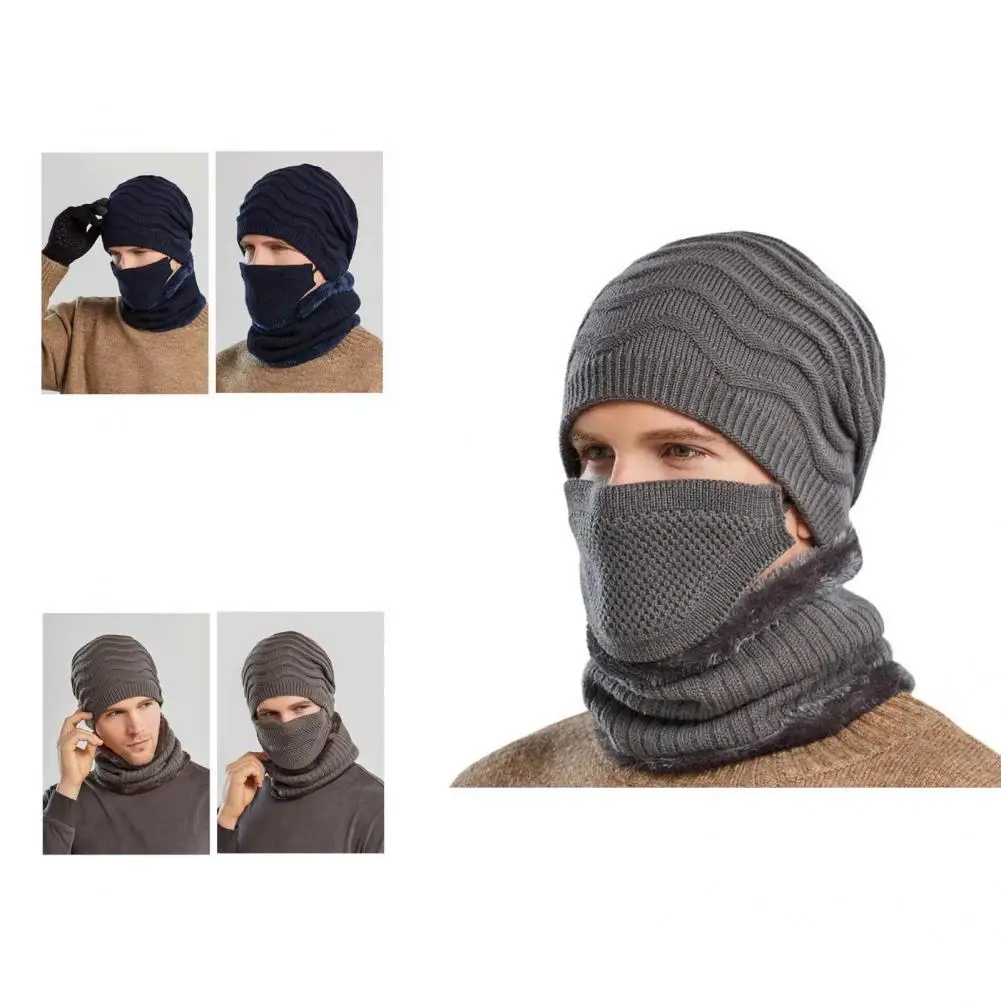 

Unique Wind Scarf Lightweight Skin Touch Lint-free Anti-shrink Winter Beanie Men Beanie Man Scarf 1 Set