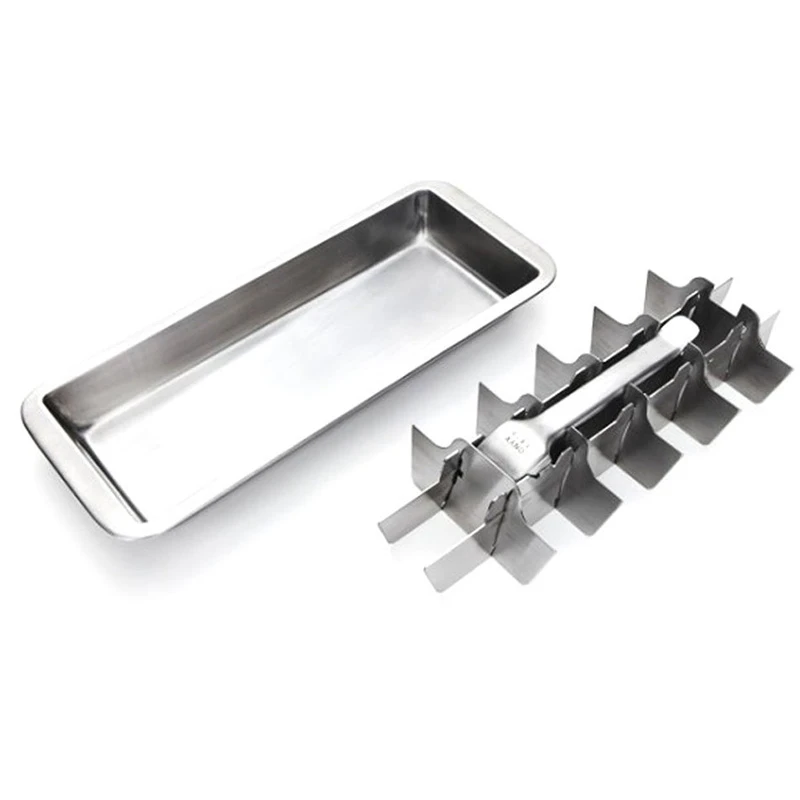 

Lever-Style Ice Tray, 2 in 1 Stainless Steel Ice Making Mold and Ice Cracker