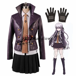 Женский костюм для косплея Danganronpa, комплект из платья и перчаток для Хэллоуина