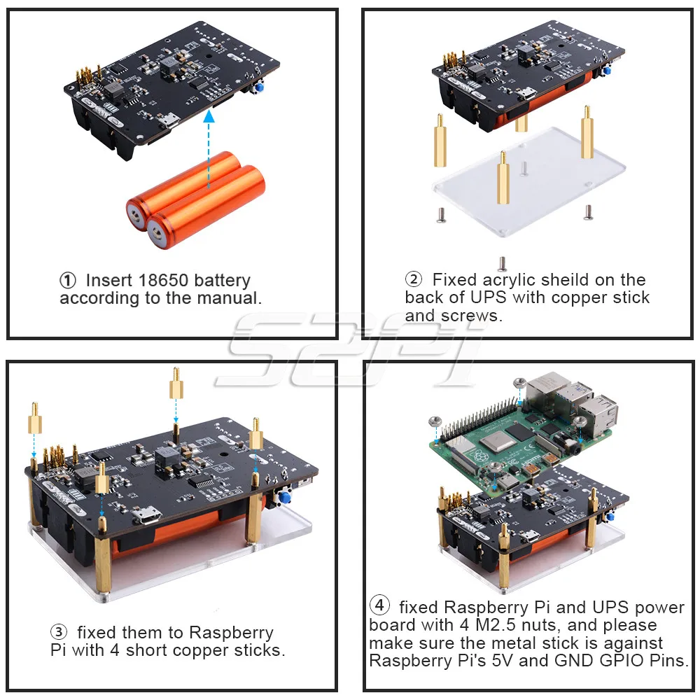 52Pi Оригинал 18650 Φ с RTC & Coulometer Pro устройство питания Расширенный два USB порта для