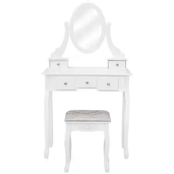 

【USA READY STOCK】FCH Single Mirror 5 Drawer Dressing Table White