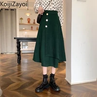 koijizayoi women a line solid skirt autumn winter fashion office lady high waist maxi skirts irregular vintage faldas 2022 new