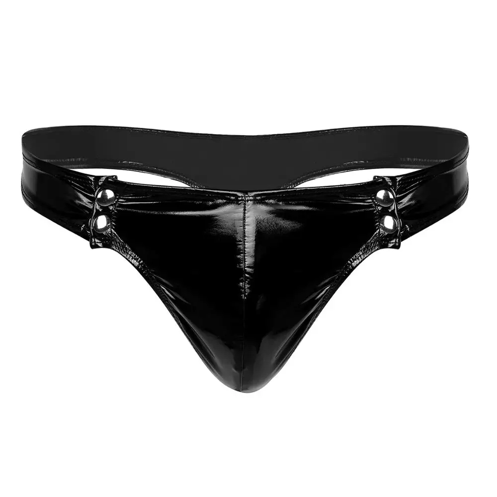 Мужское экзотическое нижнее белье кожаное стринги бикини трусы блестящие гей Homme