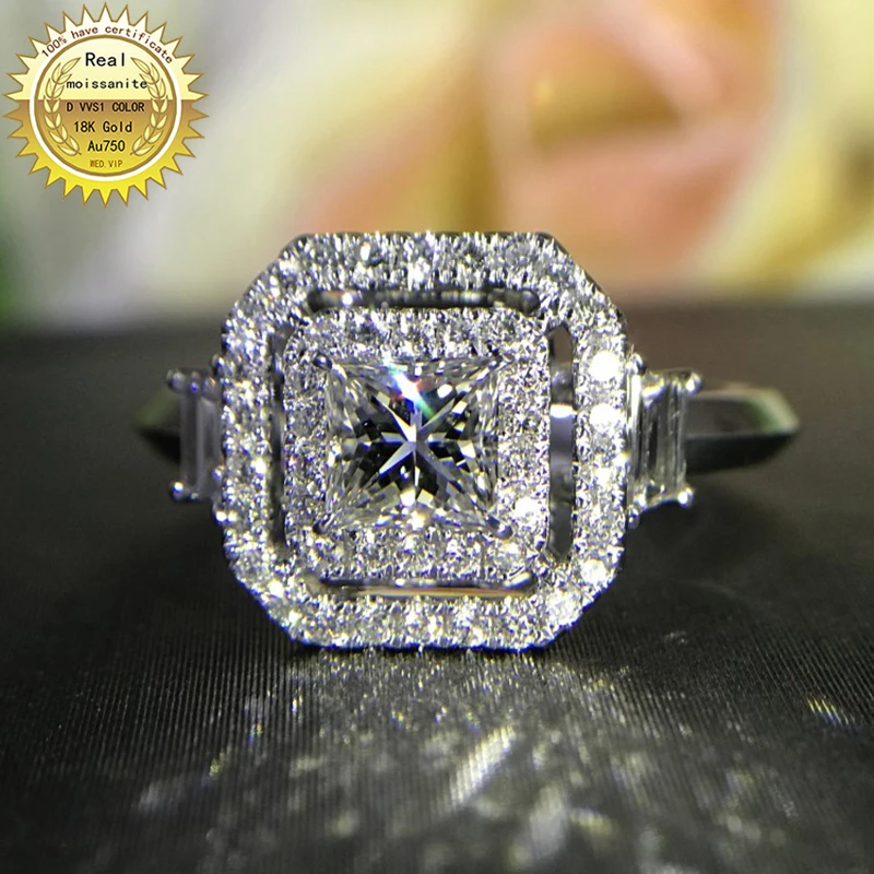 

18K goldr ring 1ct D VVS moissanite ring Engagement&Wedding Jewellery with certificate 022
