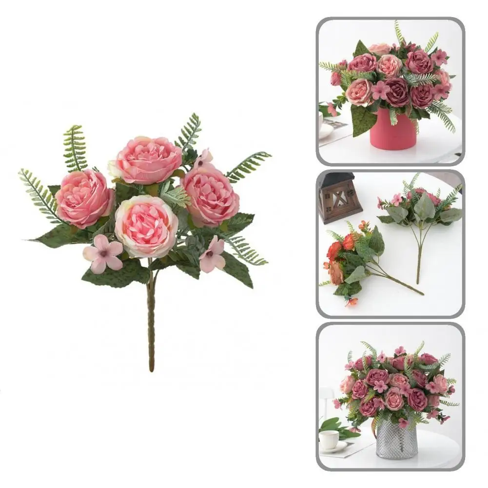 

5 Colors Good Easy Maintain Faux Silk Flower Romantic Fake Peony Attractive for Banquet