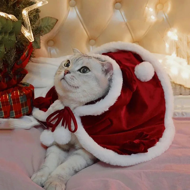 

Рождественская шаль в стиле "Лолита", накидка, милый новогодний костюм для кошки, собаки, куклы, зимняя мягкая одежда для домашних животных, н...