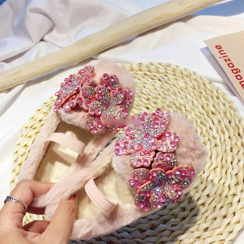 Новинка зимняя детская теплая обувь на плоской подошве для маленьких девочек