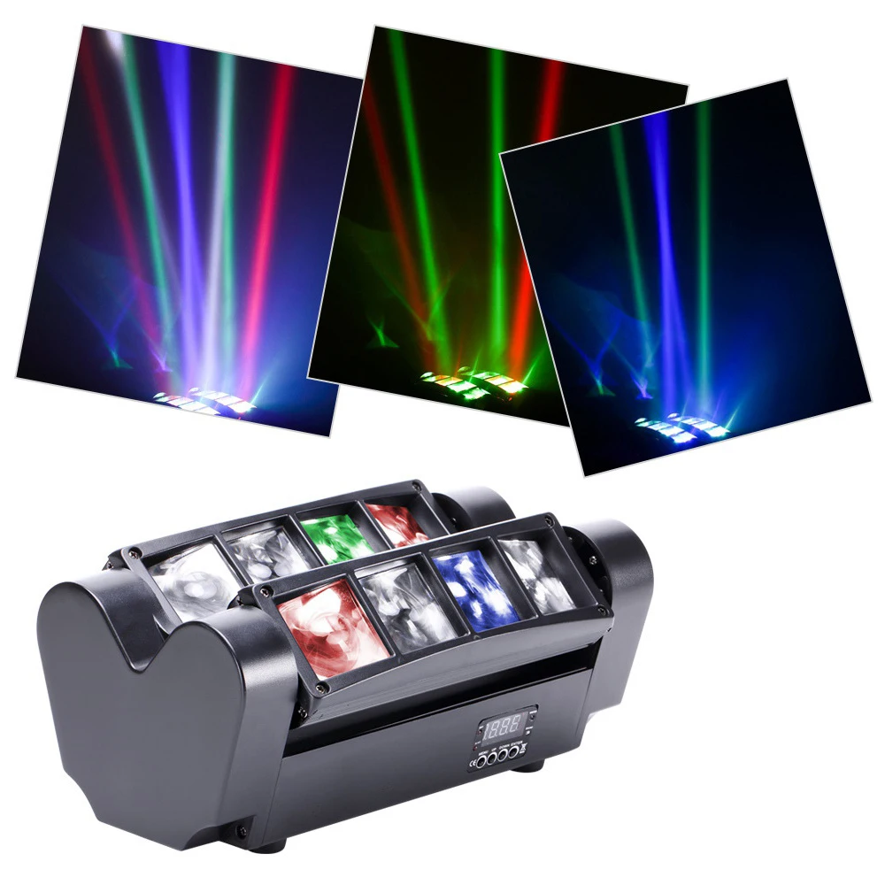 

Mini LED 8X3W RGBW Moving Head Light LED Spider Beam Stage Lighting DMX 512 Spider Light Good for DJ Nightclub Party Christmas