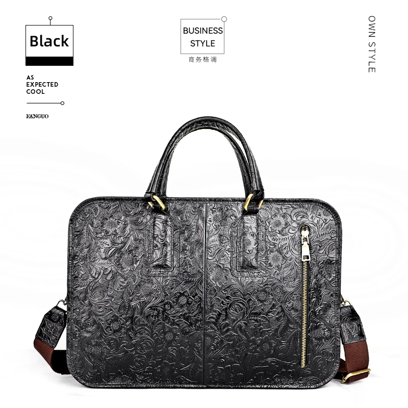 Fashion Cowskin Men's Business Bag Handmade Genuine Leather 13.5'' Laptop Male Briefcase Messenger For Document A4