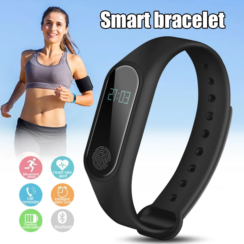 

New Smart Bracelet Bluetooth Sports Pedometer Heart Rate Blood Pressure Detector DOM668