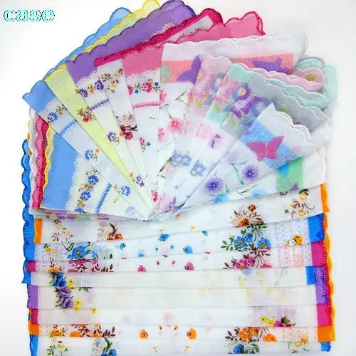 

10 Pcs Vintage Cotton Women Hankies Embroidered Butterfly Lace Flower Hanky Floral Assorted Cloth Ladies Handkerchief Fabrics
