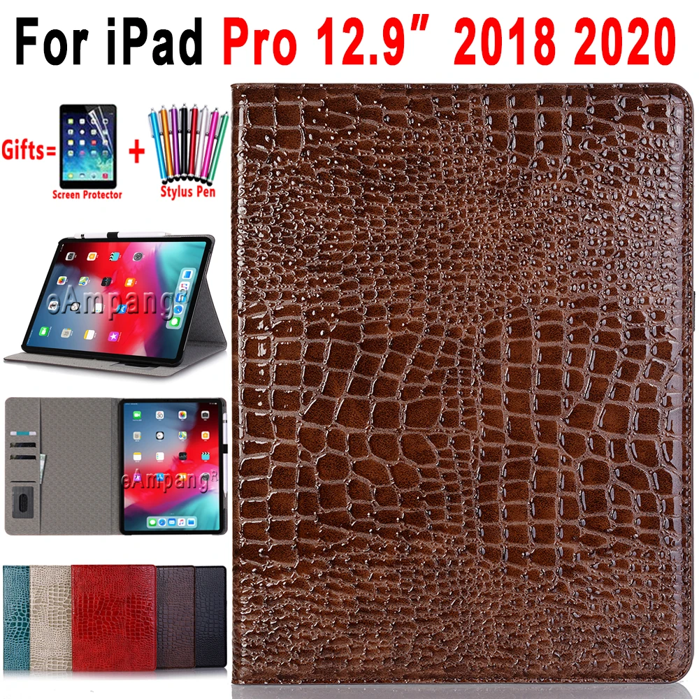Чехол для Apple iPad Pro 12 9 2018 2020 чехол накладка из премиум кожи с узором крокодиловая