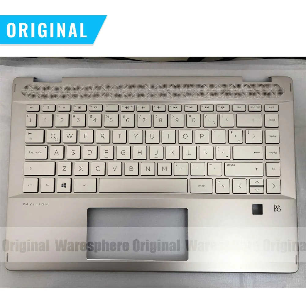 

Новинка, оригинальный верхний чехол для HP Pavilion X360 14-DH, подставка для рук с Латиноамериканской клавиатурой без подсветки, 4600GG34000 Golden LA