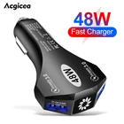 Автомобильное зарядное устройство 48 Вт, быстрая зарядка для iPhone 13 Pro, 12 Max, Xiaomi mi, Huawei, быстрая зарядка 3,0, 4.0, быстрая зарядка, адаптер зарядного устройства в автомобиле