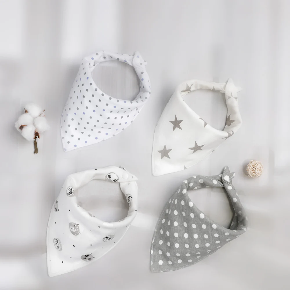 Baby Bib Soft Organic Cotton Baby Drool Cute Triangle Scarf Comfortable Drooling And Teething Towel Saliva Towel For Newborn cute love ice cream 100% cotton printing soft towel