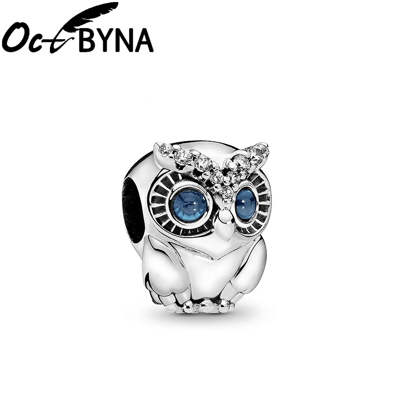 Octbyna серебряный цвет кристалл сияющая Сова Шарм Бусины Подходит Pandora браслет для