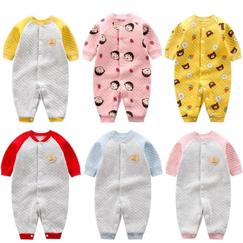 

Комбинезон для новорожденных, 3 слоя, хлопковый, с мультяшным принтом, теплый, для мальчиков и девочек, Clothing0-2Y