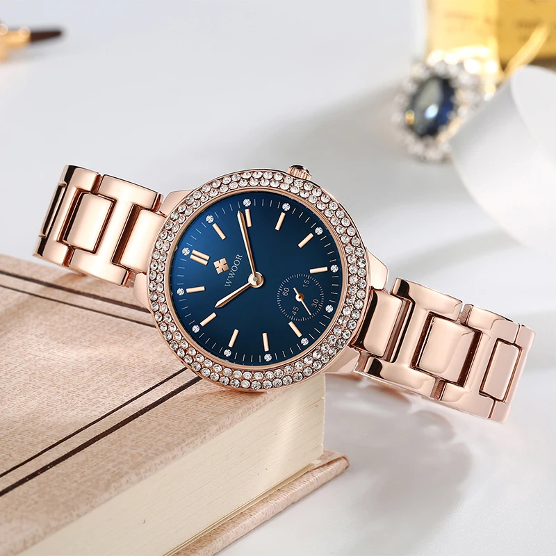Часы WWOOR женские кварцевые брендовые роскошные стильные наручные часы из
