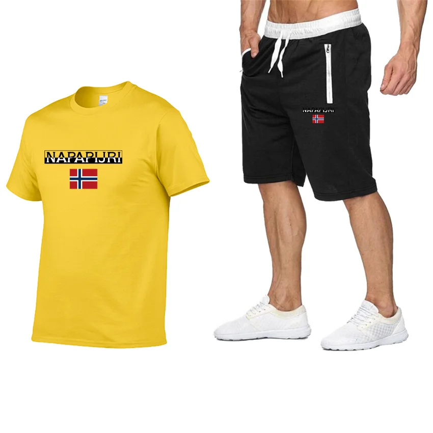 

2021 new summer fashion casual men's suit track suit sportswear track suit men's sportswear short-sleeved T-shirt 2-piece set
