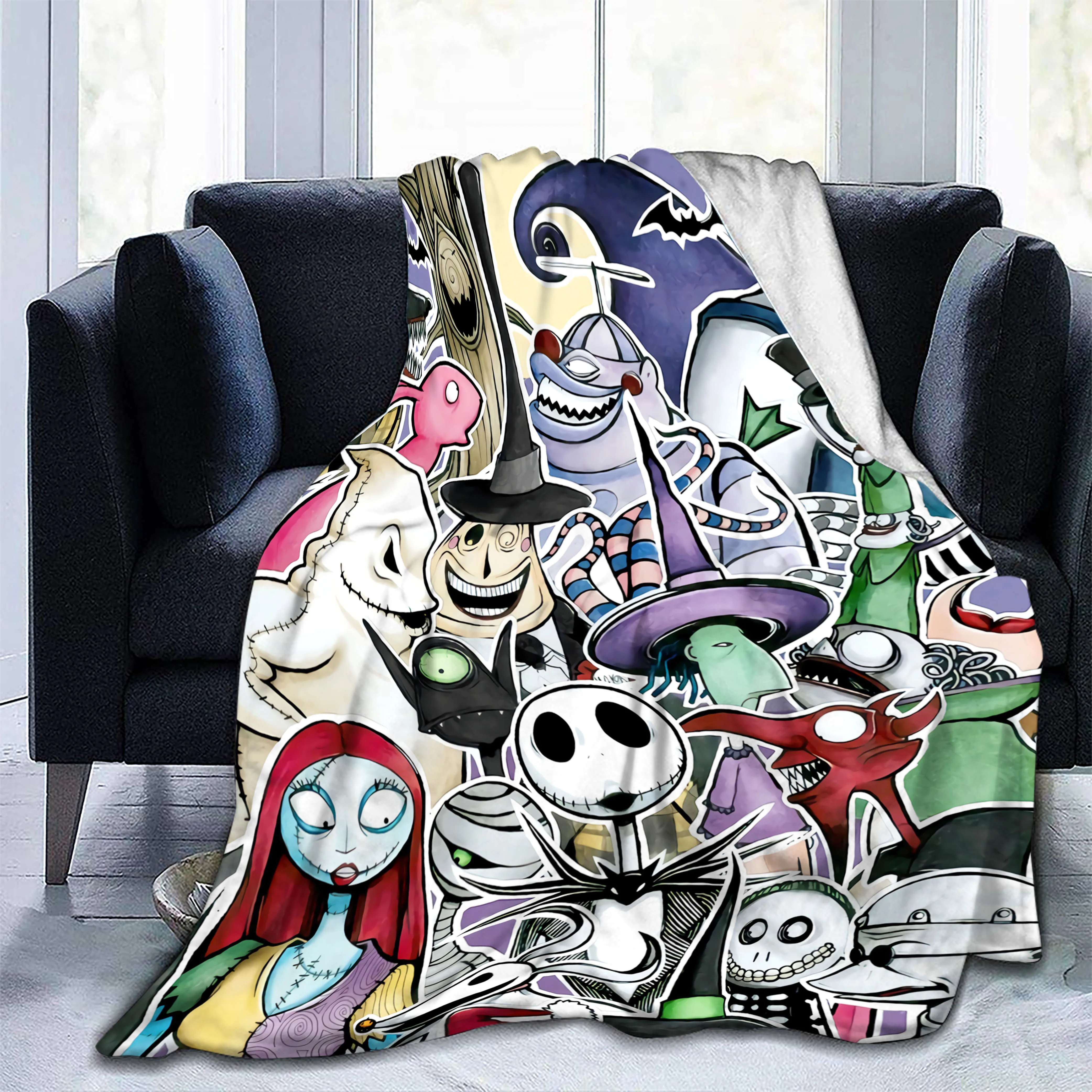 

Ужасный мультяшный персонаж тема диван-кровать супер мягкое теплое шерстяное одеяло для гостиной, высокое качество пушистосветильник удоб...
