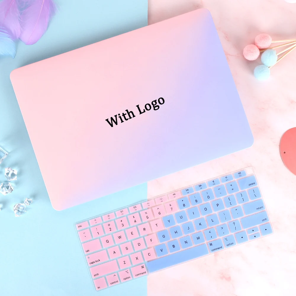 Gradient Pink Logo Redlai матовый чехол для Macbook Air 13 A1932 Pro 13 15 retina 12 дюймов с бесплатной клавиатурой чехол для ноутбука - Цвет: Gradient Pink Logo