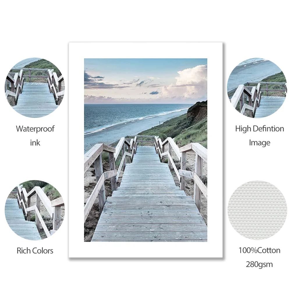 Без рамки скандинавские буквы Картина на холсте морской пейзаж плакаты и принты