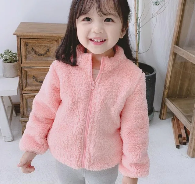 2019 New Fashion Baby Boy Girl Coat Winter Autumn Warm Solid Zipper Double-sided Wool Cloth With Soft Nap Cute Fall | Детская одежда и