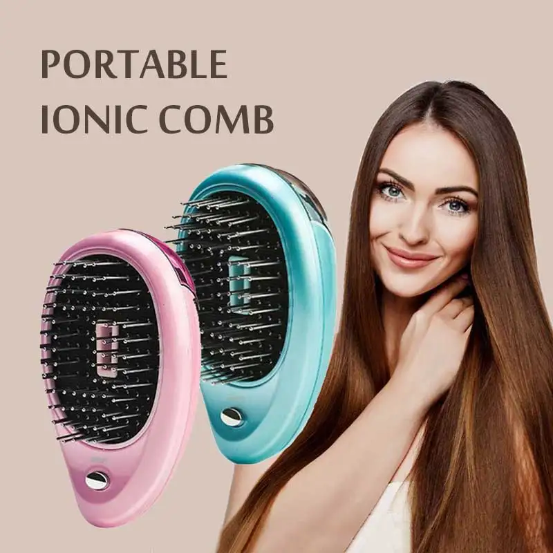 

Portable Electric Ionic Hairbrush Negative Ion Comb Takeout Mini Vibration Hair Brush Head Massager Hair Styling Straightener