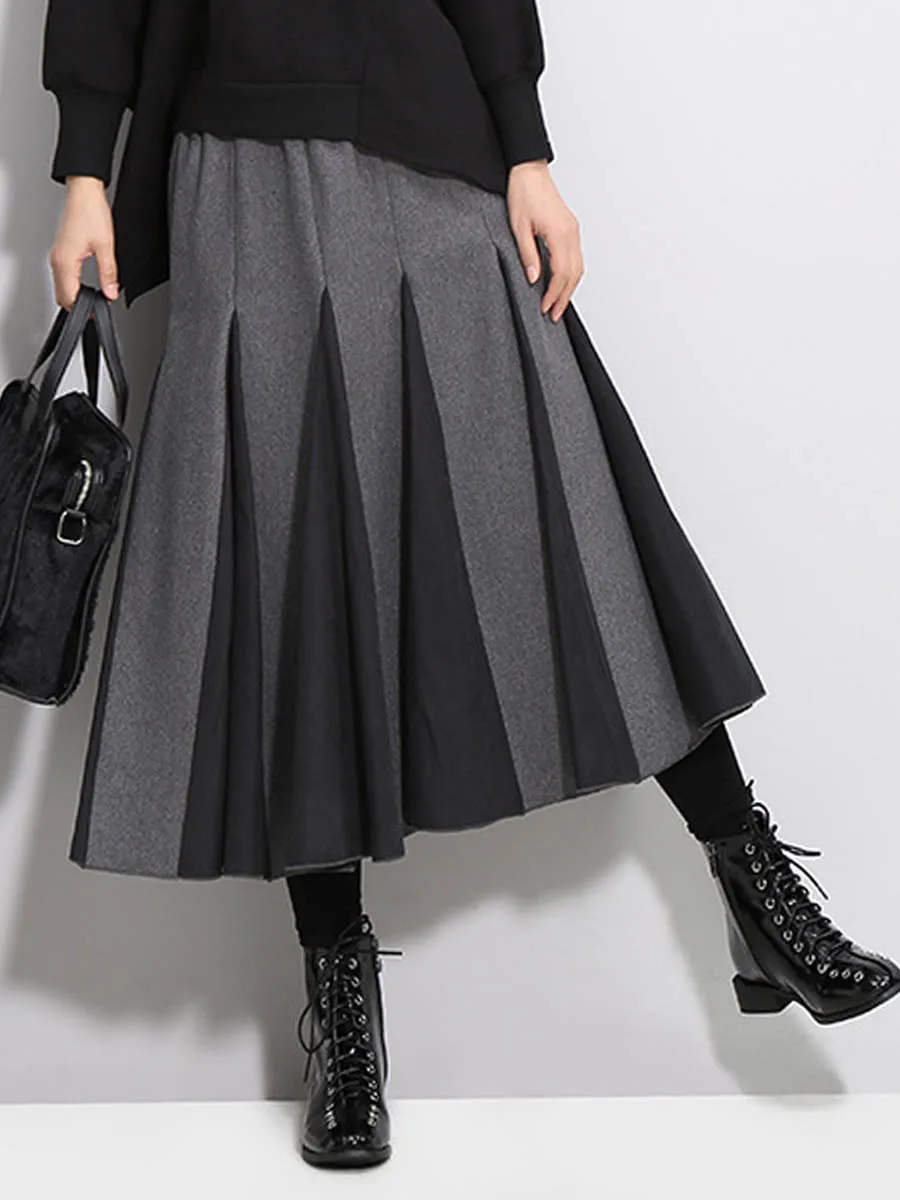 Осенняя длинная юбка Женская Корейская зимняя теплая черная и белая цветная