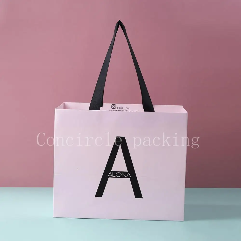 

Wholesale 500pcs/lot Custom Logo Printed Gift Shopping Paper Packaging Women Clothing Bag